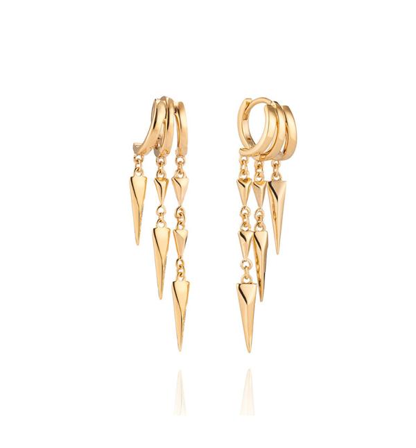 Gold Spike Dangle Earrings