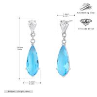 Light Blue Zircon Silver Drop Earrings