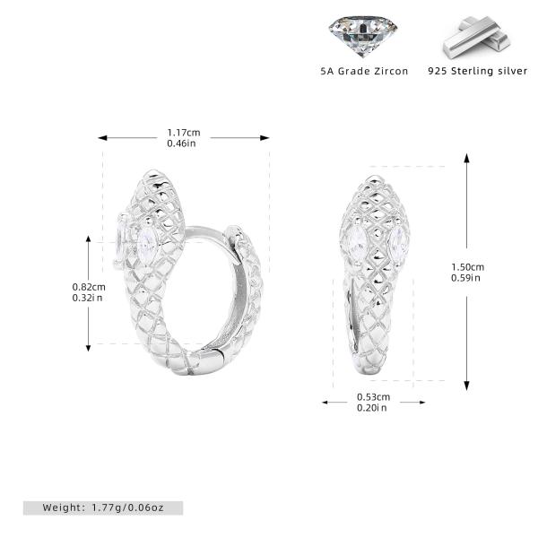 Silver Geometric Zircon Huggie Earrings