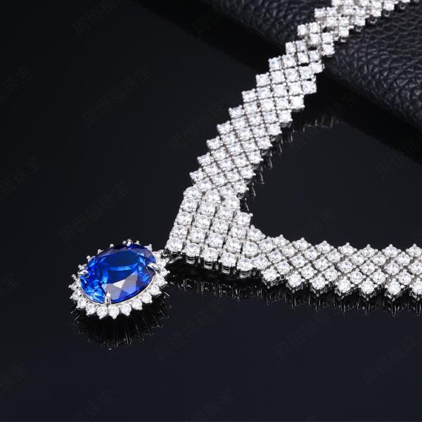 925 Silver Sapphire Statement Necklace