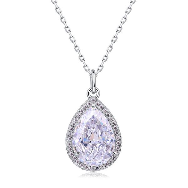 Cubic Zirconia Halo Pendant Necklace