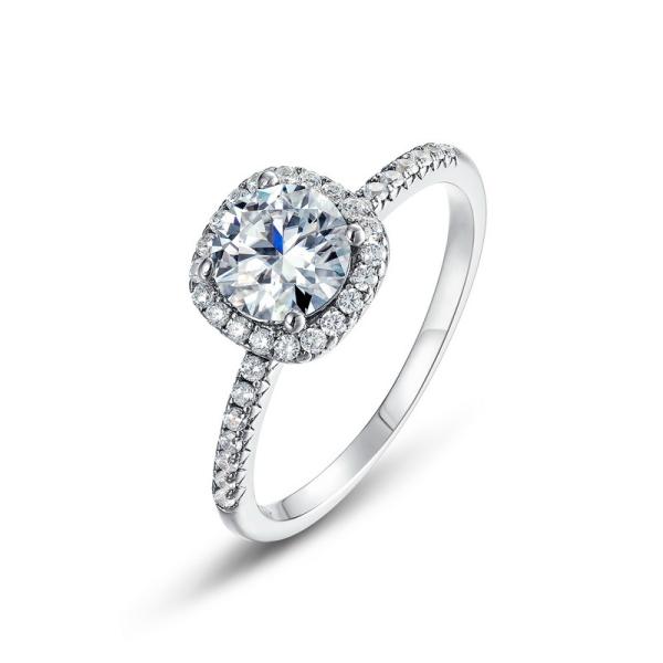 Silver Halo Cubic Zirconia Ring