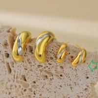 Two-Tone Gold Silver Huggie Earrings