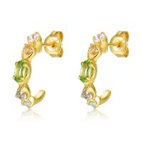 Small Gold Multicolor Gemstone Hoop Earrings