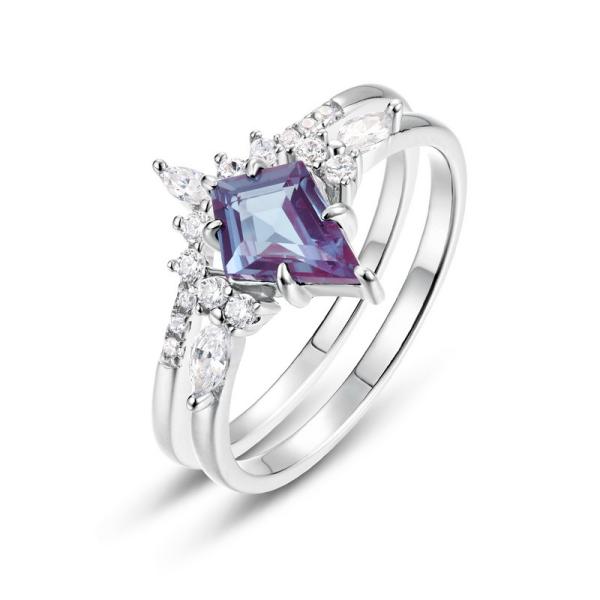 Amethyst Stackable Silver Ring Set