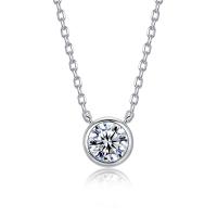 Cubic Zirconia Bezel Silver Pendant Necklace