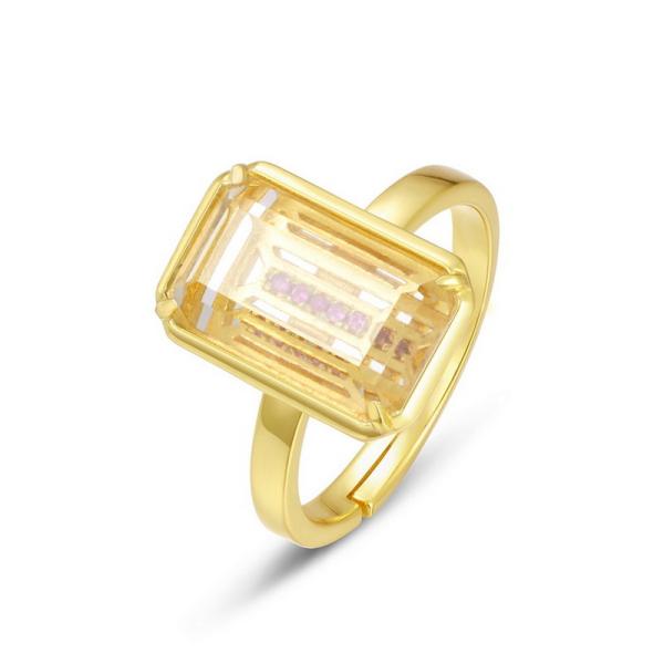Yellow Cubic Zirconia Geometric Ring