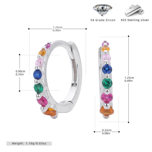 Multicolor Cubic Zirconia Huggie Earrings