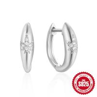 Sterling Silver Leaf Motif Huggie Earrings