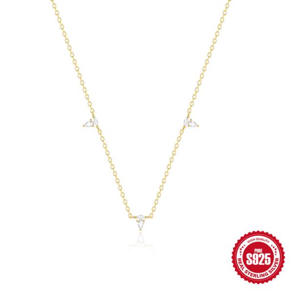 Gold-Finish Cubic Zirconia Station Necklace