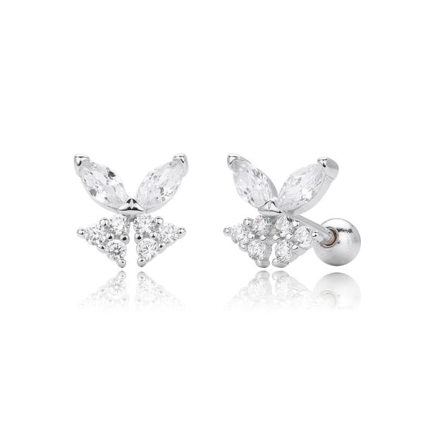 Silver Butterfly Motif Stud Earrings