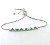Emerald Silver Chain Bracelet
