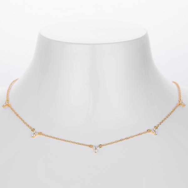 Gold-Yellow Station Necklace with Cubic Zirconia