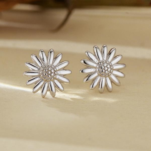Silver Floral Stud Earrings