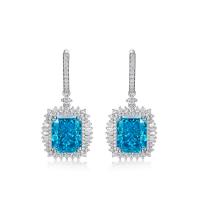 Blue Cubic Zirconia Halo Drop Earrings