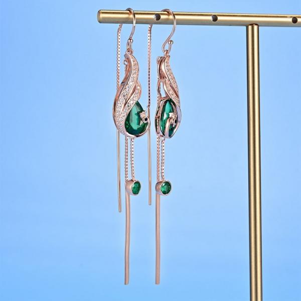 Rose Gold Emerald Dangle Earrings