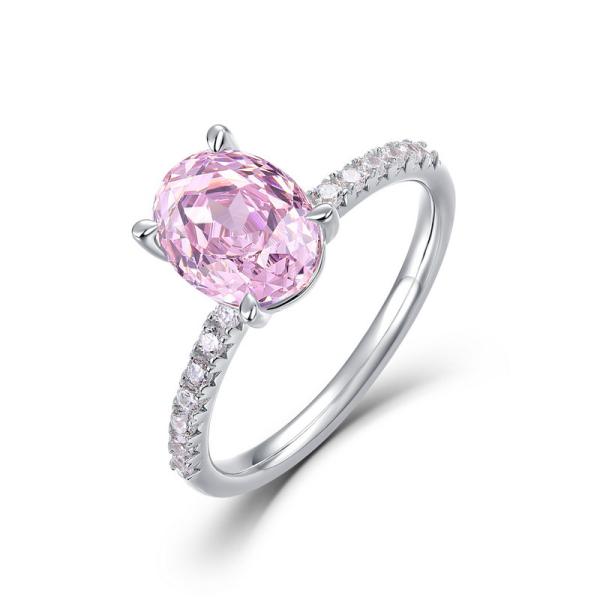Silver Pink Cubic Zirconia Ring