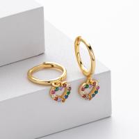 Gold Multicolor Heart Hoop Earrings