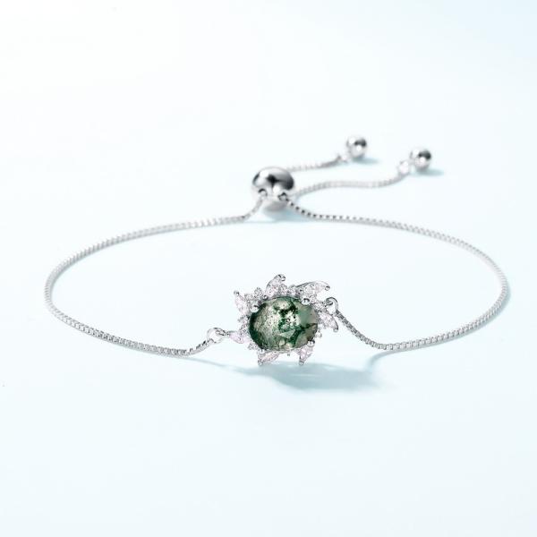 Green Jade Silver Charm Bracelet