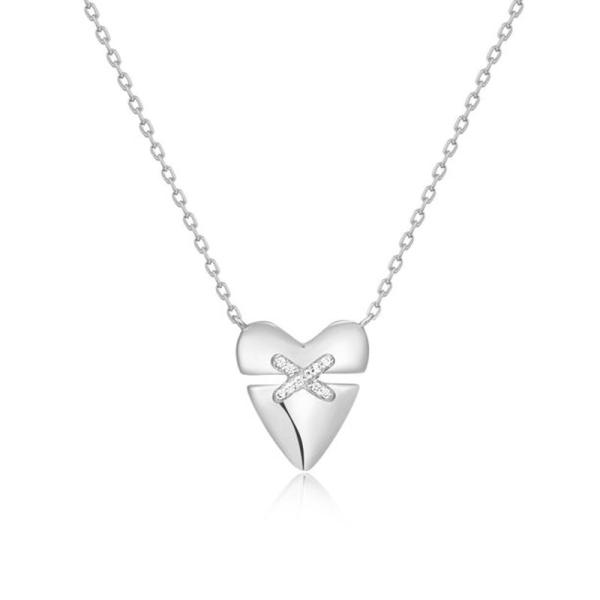 Silver Heart Pavé Pendant Necklace
