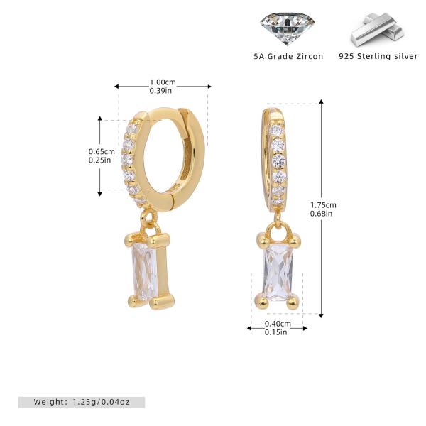 Gold Clear Zircon Huggie Earrings