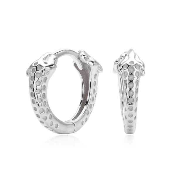 Silver Snake Motif Huggie Earrings