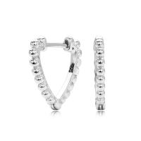 Silver Geometric Beaded Huggie Earrings