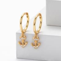 Gold Anchor Charm Huggie Hoop Earrings