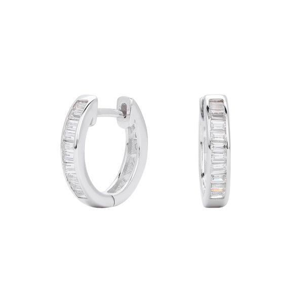 Silver Cubic Zirconia Huggie Earrings