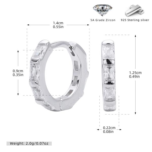 Silver Zircon Channel-Set Huggie Earrings