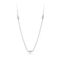 Silver Station Necklace with Cubic Zirconia