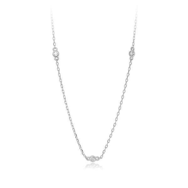Silver Station Necklace with Cubic Zirconia