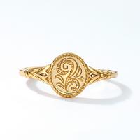 Gold Floral Engraved Signet Ring