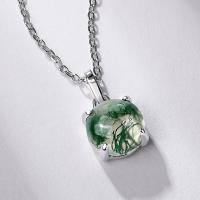 Sterling Silver Green Stone Pendant Necklace