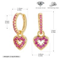 Gold Pink Zircon Heart Huggie Earrings