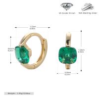 Gold Green Zircon Huggie Earrings