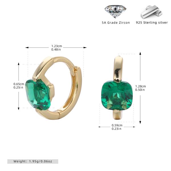 Gold Green Zircon Huggie Earrings