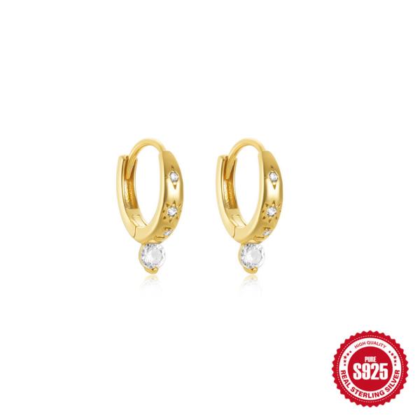 Gold-Plated Cubic Zirconia Huggie Earrings