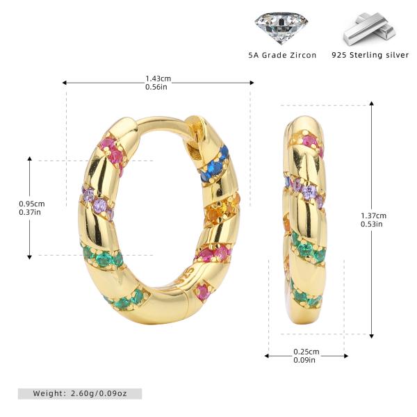Multicolor Pavé Gold Huggie Earrings