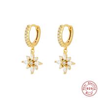 Gold-Plated Floral Charm Huggie Earrings