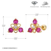 Gold Pink Floral Stud Earrings