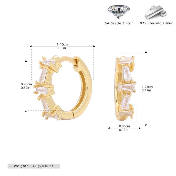 Gold Zirconia Huggie Earrings