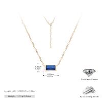 Gold Blue Zircon Bezel Pendant Necklace
