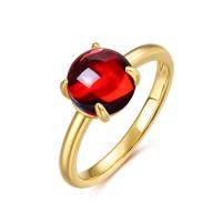 Gold Band Red Glass Solitaire Ring