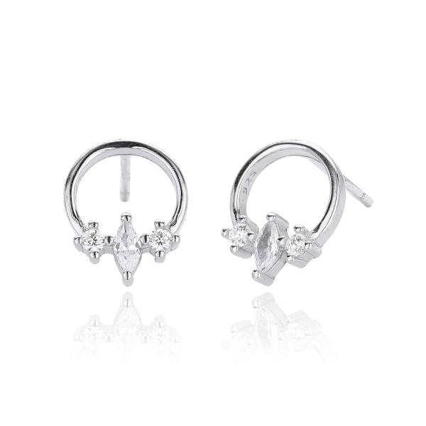 Silver Cubic Zirconia Hoop Earrings