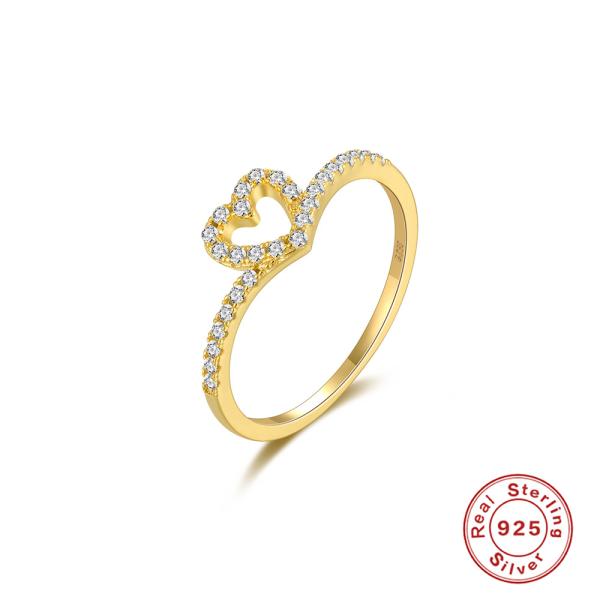 Gold-Finish Heart Pavé Band Ring