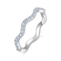 Wavy Pavé Eternity Silver Ring