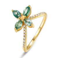 Floral Jade Gold Band Ring