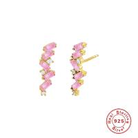 925 Silver Pink Stone Ear Climbers