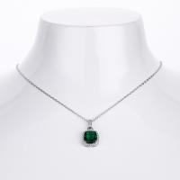 Emerald Halo Pendant Necklace